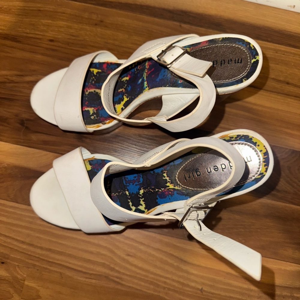 Madden Girl White and Multicolor Sandals